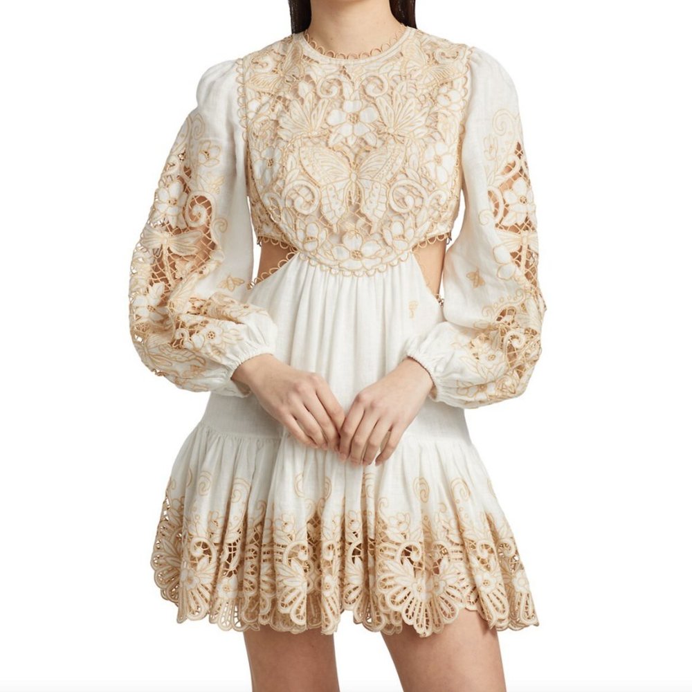 EMBROIDERY CUT OUT MINI DRESS